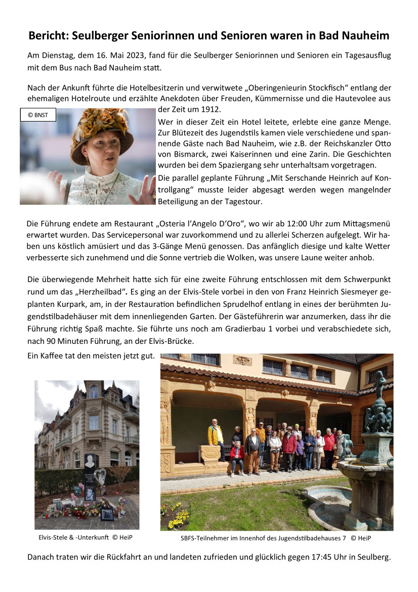 Bericht SBFS Tagesfahrt Bad Nauheim 16.5.2023