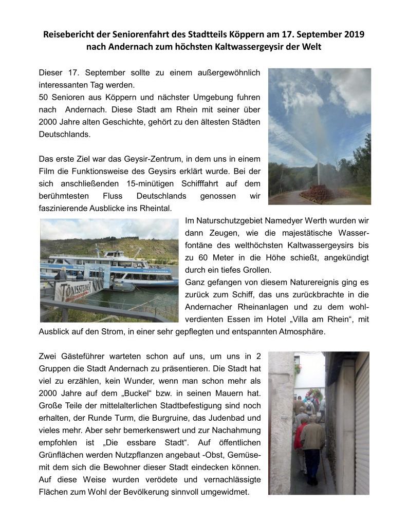 Seniorenfahrt Andernach